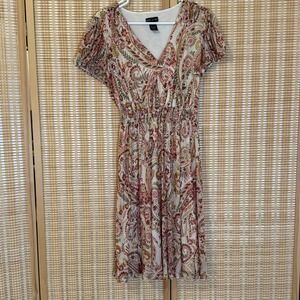 Kate & Lily Women 8 Dress Smocked Waist Floral Fit Flare Lined Fairycore Cottage